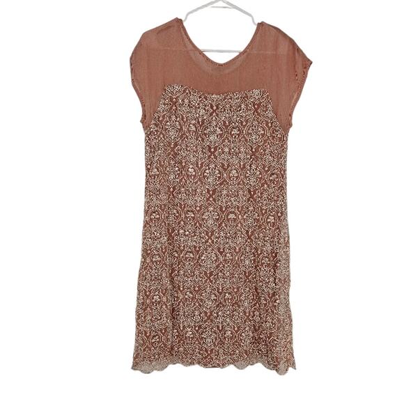 Sundance Shift Dress Dusty Pink Lace Embroidered Cap Sleeve Lined Mini Size S - Picture 6 of 6